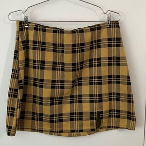 Plaid Mini Skirt in Mustard and Black
